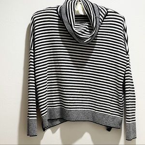 ALICE + OLIVIA BASE Women’s Black Ivory Stripe Cowl Neck Sweater